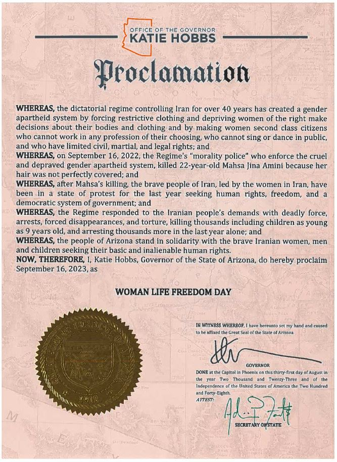 “Woman Life Freedom Day” in Arizona